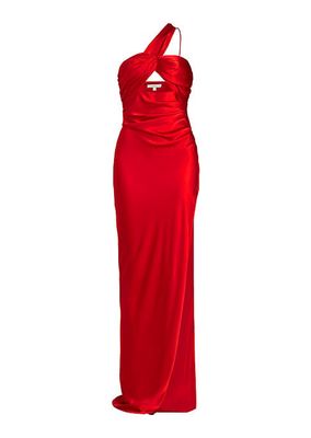 Silk One-Shoulder Cut-Out Gown