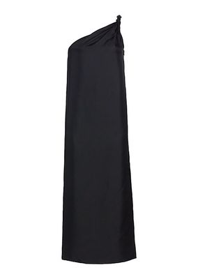 Silk One-Shoulder Midi-Dress