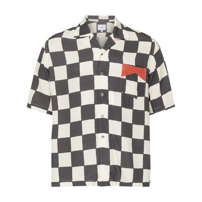 Silk printed broken checker shirt