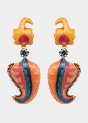 Silk Road Marquetry Earrings with Diamonds, London Blue Topaz and Yellow Sapphires