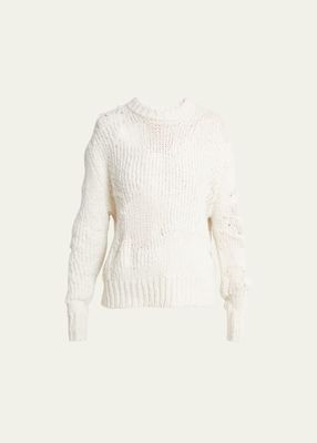 Silk Textured Mesh Knit Sweater
