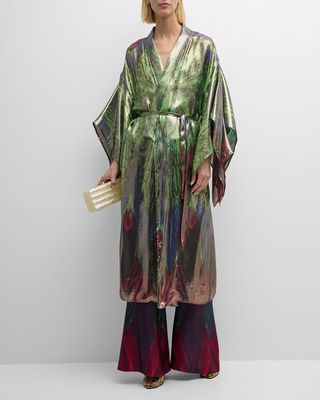 Silma Printed Metallic Kimono