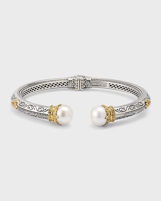 Silver and 18K Gold Cuff Bracelet with Pearls