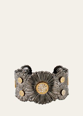 Silver and 18K Gold Daisy Blossoms Bracelet with Diamonds