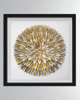 Silver and Gold Feather Circle, 32"