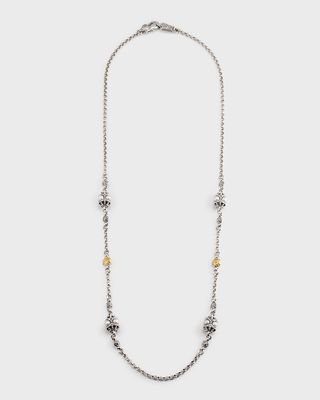 Silver and Gold Pearl Necklace, 22"L
