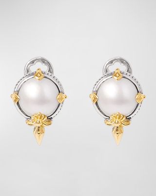 Silver and Gold Pearl Stud Earrings