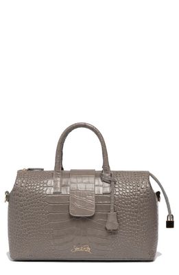 Silver & Riley Convertible Executive Croc Print Leather Handbag in Grey