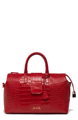 Silver & Riley Convertible Executive Croc Print Leather Handbag in Red