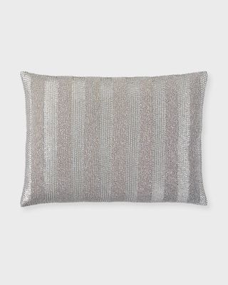 Silver Beaded Sequin Decorative Pillow, 15x21"