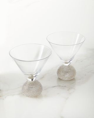 Silver Bling Martini Glasses, Set of 2
