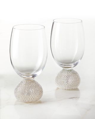 Silver Bling Wine Glasses, Set of 2