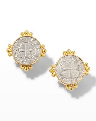 Silver Crusader Coin Earrings