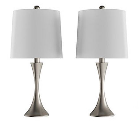 Silver Flared Trumpet Table Lamps, Set of 2 - H astings Home