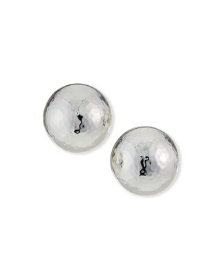 Silver Hammered Dome Clip On Earrings