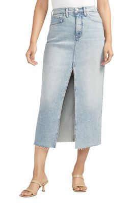 Silver Jeans Co. Front Slit Denim Midi Skirt in Indigo