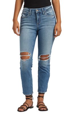 Silver Jeans Co. Suki Ripped Ankle Straight Leg Jeans in Indigo
