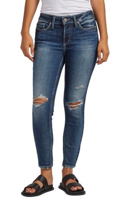 Silver Jeans Co. Suki Ripped Crop Skinny Jeans in Indigo