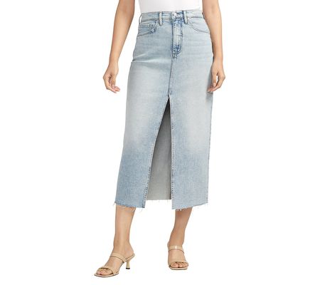 Silver Jeans Co. Women's Front-Slit Midi Jean S kirt