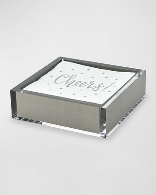 Silver Lucite Cocktail Napkin Tray