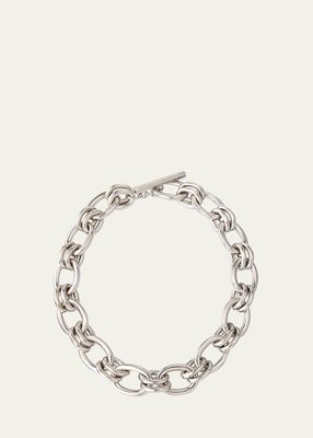 Silver Lyra Oval Chain Link Necklace