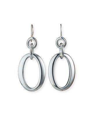 Silver Short Oval Link Earrings