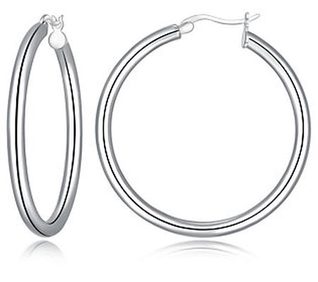 Silver Style 1-1/2" Round Hoop Earrings, Sterli ng