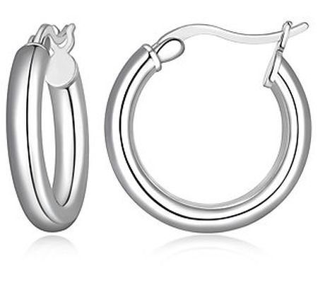 Silver Style 1-1/8" Round Hoop Earrings, Sterli ng