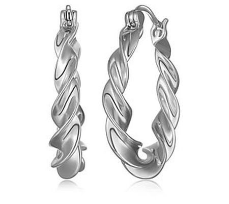 Silver Style 1-1/8" Twist Hoop Earrings, Sterli ng