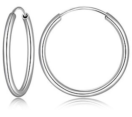 Silver Style 1" Round Endless Hoop Earrings, St erling