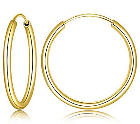 Silver Style 1" Round Hoop Earrings, 18K Gold C lad