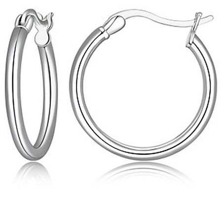 Silver Style 3/4" Round Hoop Earrings, Sterling