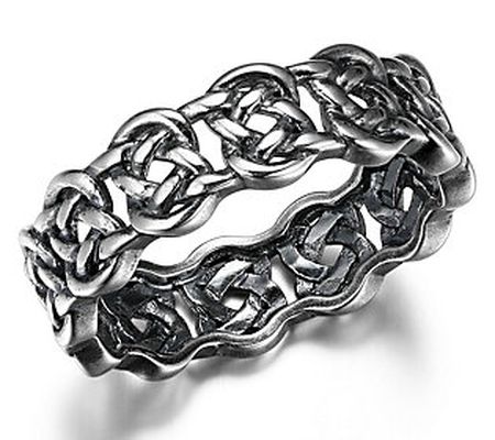 Silver Style Oxidized Celtic Knot Ring, Sterlin g