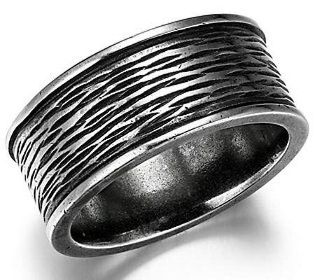 Silver Style Oxidized Etched Band Ring, Sterlin g