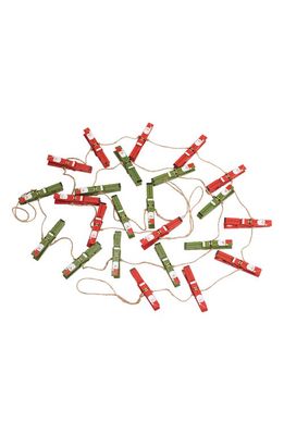 Silver Tree Assorted Set of 2 Santa Clothespin Garlands in Red/Green
