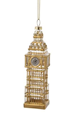 Silver Tree Big Ben Glass Ornament in Clear/Gold