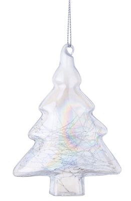 Silver Tree Christmas Tree Glass Ornament in Iridescent