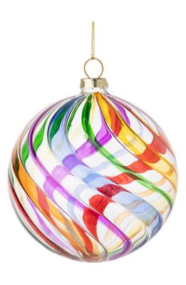 Silver Tree Color Swirl Ribbed Glass Ornament in Clear/Purple Multi