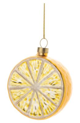 Silver Tree Cut Lemon Glass Ornament in Yellow