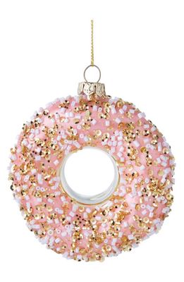 Silver Tree Donut with Sprinkles Glass Ornament in Pink/Multi