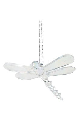 Silver Tree Dragonfly Glass Ornament in Iridescent