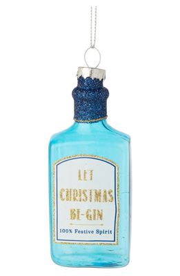 Silver Tree Gin Bottle Glass Ornament in Blue/White