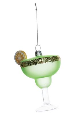 Silver Tree Margarita Glass Ornament in Green/Glitter
