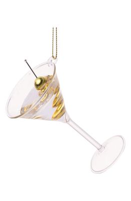 Silver Tree Martini Glass with Gold Olives Glass Ornament in Clear/Gold