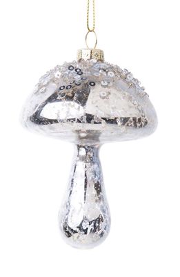 Silver Tree Mushroom Glass Ornament