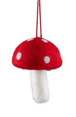 Silver Tree Mushroom Toadstool Felt Ornament in Red