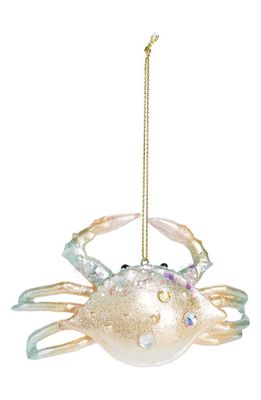 Silver Tree Painted Crab Ornament in Pale Blue/Beige