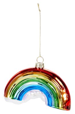 Silver Tree Rainbow Glass Ornament in Red/green