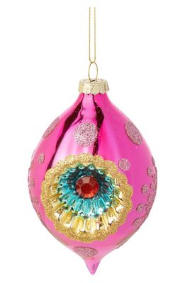 Silver Tree Reflector Drop Glass Ornament in Pink