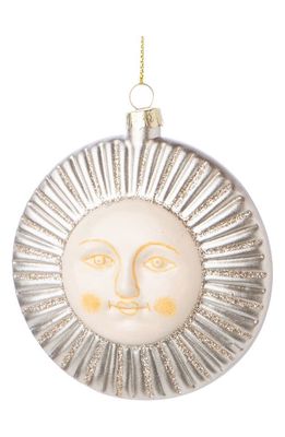 Silver Tree Round Sun Glass Ornament in Silver/Cream